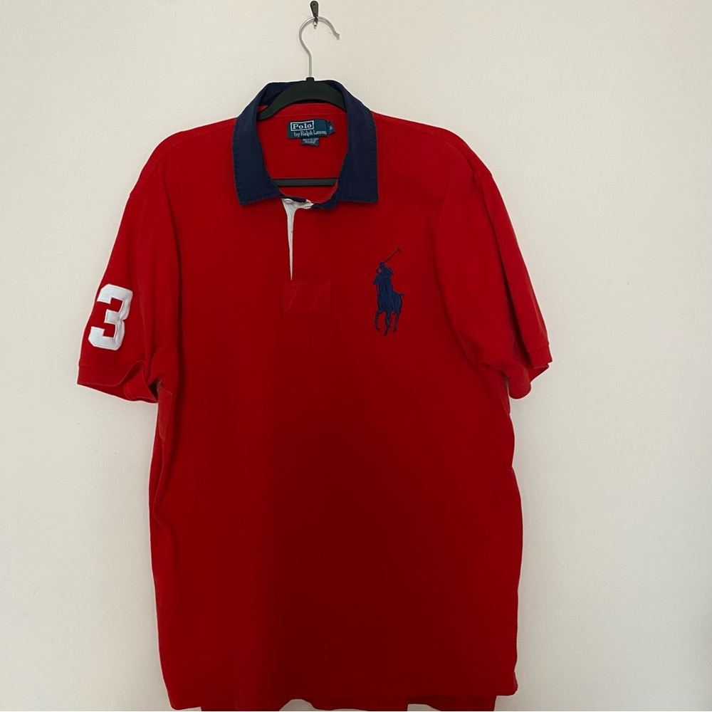 Polo by Ralph Lauren men’s red polo rugby shirt with big pony